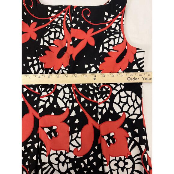 Alyx Ltd Womens Black Red White Floral Pattern Round Neck Above Knee Dress 8 - Picture 6 of 9